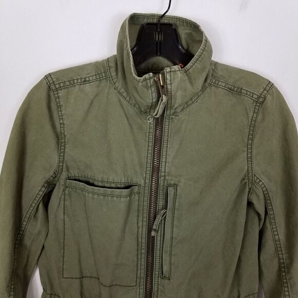 Madewell Women's  Military Style Full Zip Jacket Size XS Olive Green Canvas - Picture 2 of 6